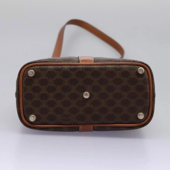CELINE Macadam Canvas Shoulder Bag PVC Leather Brown Gold Auth EC156 - Picture 7 of 16